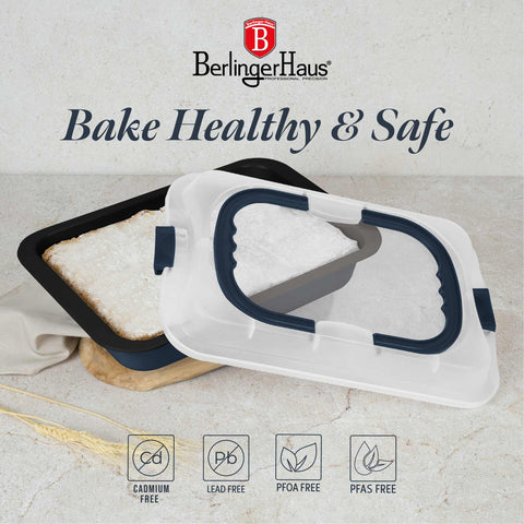  BH/8707, Asador rectangular con tapa, Azul mate, Utensilios para hornear, Asador rectangular a., Asador rectangular, Asador, Horneado, Bandeja para asar