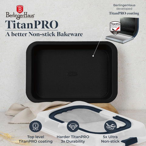  BH/8707, Asador rectangular con tapa, Azul mate, Utensilios para hornear, Asador rectangular a., Asador rectangular, Asador, Horneado, Bandeja para asar