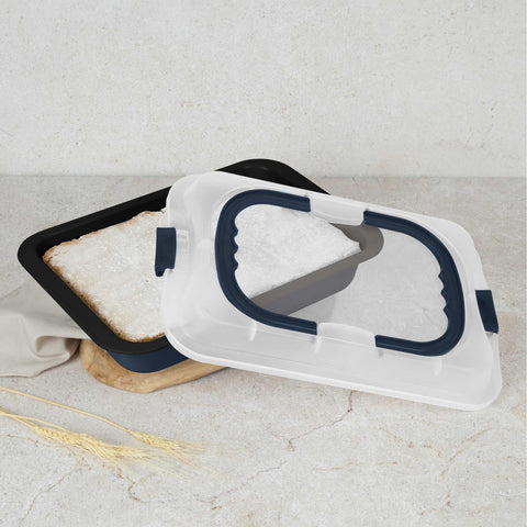  BH/8707, Asador rectangular con tapa, Azul mate, Utensilios para hornear, Asador rectangular a., Asador rectangular, Asador, Horneado, Bandeja para asar