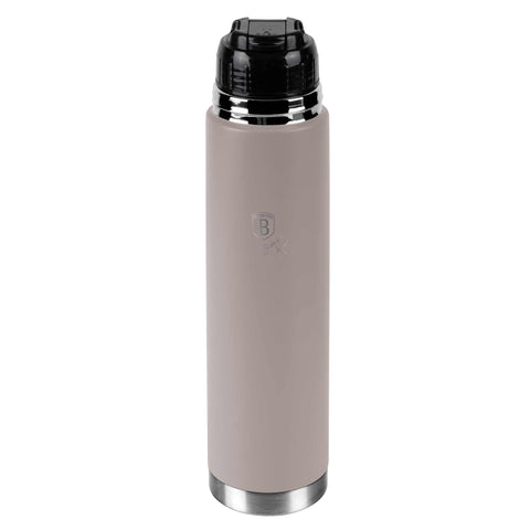 Product image of Vacuum flask 1,0L. Part of the Taupe Collection . Features: • Material: inner body 18/10 stainless steel with matt powder coating • Capacity: 1,0 L • Color: matt taupe • Packing: half giftbox. (Studio view). Official Berlinger Haus product, boosted by Promintra sl.