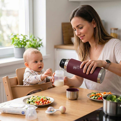 Product image of Vacuum flask 1,0L. Part of the Leonardo Collection . Features: • Material: inner body 18/10 stainless steel with matt powder coating • Capacity: 1,0 L • Color: matt bordeaux • Packing: half giftbox. (Studio view). Official Berlinger Haus product, boosted by Promintra sl.