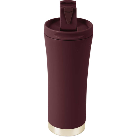 Product image of Coffee mug 0,5L. Part of the Leonardo Collection . Features: • High resistance painting • Material: inner body 18/10 stainless steel, cap: plastic • Capacity: 0,5 L • Color: matt bordeaux • Packing: half giftbox. (Studio view). Official Berlinger Haus product, boosted by Promintra sl.