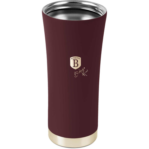 Product image of Coffee mug 0,5L. Part of the Leonardo Collection . Features: • High resistance painting • Material: inner body 18/10 stainless steel, cap: plastic • Capacity: 0,5 L • Color: matt bordeaux • Packing: half giftbox. (Studio view). Official Berlinger Haus product, boosted by Promintra sl.