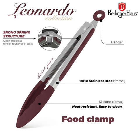  BH/8760, Pinza para alimentos, Burdeos mate, Utensilios de cocina, Pinzas