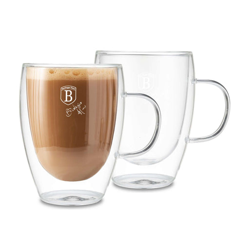 Product image of 2pcs glass set. Part of the kitchen accessories . Features: • Material: borosilicate glass • With handle • Capacity: 300 ml. (Conceptual view). Official Berlinger Haus product, boosted by Promintra sl.