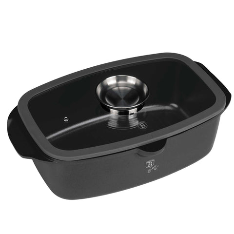  BH/8771, Asador con tapa de cristal y botón de aroma, Antracita mate, Asador con tapa de cristal, Aluminio fundido, Asador, Botón de aroma, Utensilios para hornear, Horneado