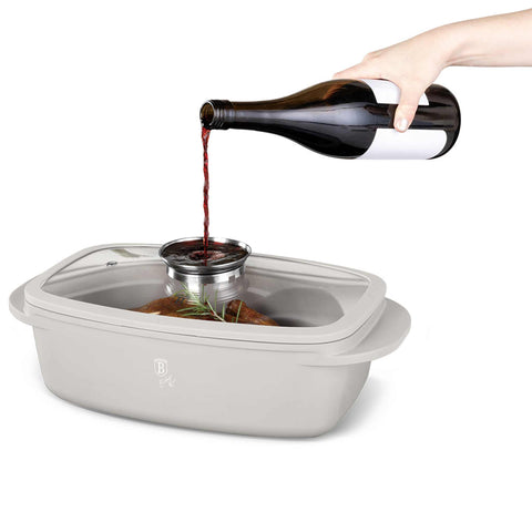  BH/8777, Asador con tapa de cristal y botón de aroma, Crema mate, Asador con tapa de cristal, Aluminio fundido, Asador, Botón de aroma, Utensilios para hornear, Horneado, Bandeja para asar