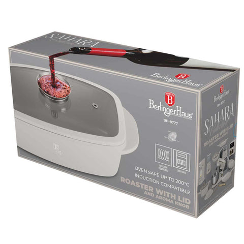  BH/8777, Asador con tapa de cristal y botón de aroma, Crema mate, Asador con tapa de cristal, Aluminio fundido, Asador, Botón de aroma, Utensilios para hornear, Horneado, Bandeja para asar