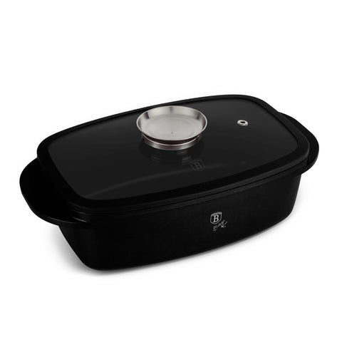  BH/8779, Asador con tapa de cristal y botón de aroma, Negro mate, Asador con tapa de cristal, Aluminio fundido, Asador, Botón de aroma, Utensilios para hornear, Horneado