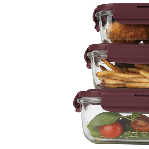 BH/8790, juego de 3 recipientes de vidrio para alimentos, vidrio, recipiente para alimentos, recipiente de vidrio para alimentos, caja para alimentos, almacenamiento de alimentos