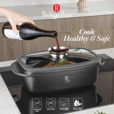  BH/8800, Asador con tapa de cristal y botón de aroma, Antracita mate, Asador con tapa de cristal, Aluminio fundido, Asador, Botón de aroma, Utensilios para hornear, Horneado