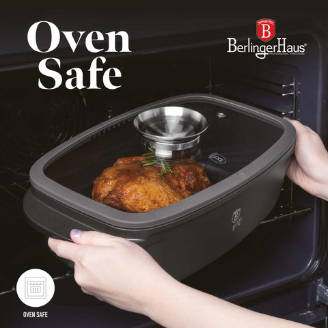  BH/8800, Asador con tapa de cristal y botón de aroma, Antracita mate, Asador con tapa de cristal, Aluminio fundido, Asador, Botón de aroma, Utensilios para hornear, Horneado