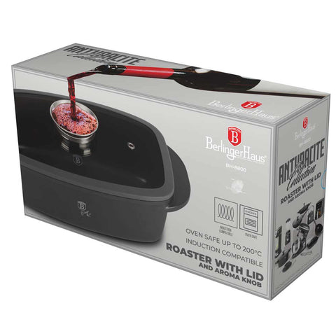  BH/8800, Asador con tapa de cristal y botón de aroma, Antracita mate, Asador con tapa de cristal, Aluminio fundido, Asador, Botón de aroma, Utensilios para hornear, Horneado