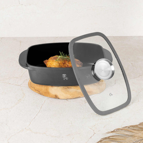  BH/8800, Asador con tapa de cristal y botón de aroma, Antracita mate, Asador con tapa de cristal, Aluminio fundido, Asador, Botón de aroma, Utensilios para hornear, Horneado