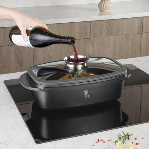  BH/8800, Asador con tapa de cristal y botón de aroma, Antracita mate, Asador con tapa de cristal, Aluminio fundido, Asador, Botón de aroma, Utensilios para hornear, Horneado