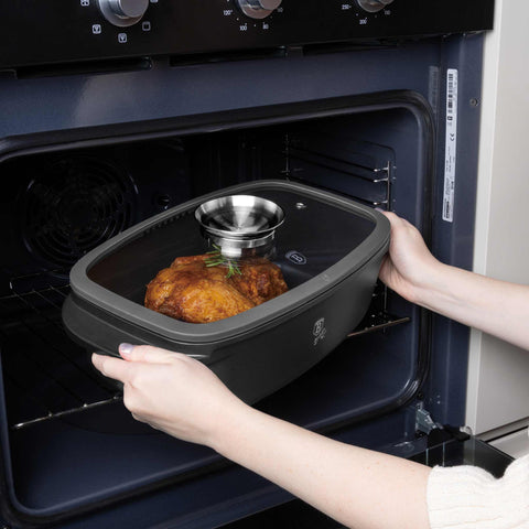  BH/8800, Asador con tapa de cristal y botón de aroma, Antracita mate, Asador con tapa de cristal, Aluminio fundido, Asador, Botón de aroma, Utensilios para hornear, Horneado