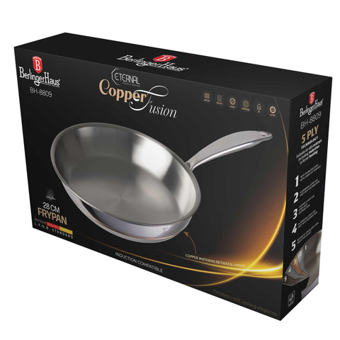  BH/8809, Sartén de 28 cm, Acero inoxidable, Cobre, Sartén de 28 cm, Sartén, Utensilios de cocina, Cocina, Sartenes