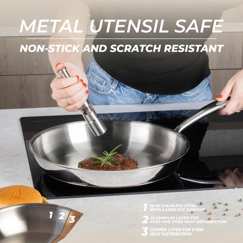  BH/8810, Sartén de 30 cm, Acero inoxidable, Cobre, Sartén de 30 cm, Sartén, Utensilios de cocina, Cocina, Sartenes