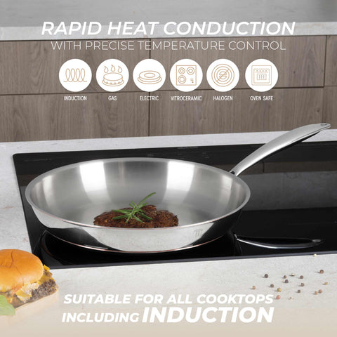  BH/8810, Sartén de 30 cm, Acero inoxidable, Cobre, Sartén de 30 cm, Sartén, Utensilios de cocina, Cocina, Sartenes