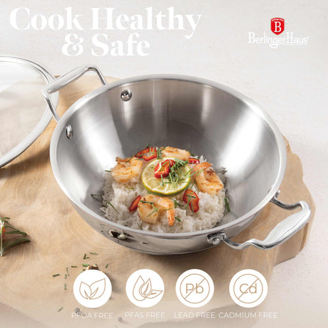  BH/8812, Wok con tapa 24cm, Acero inoxidable, Cobre, Wok 24 cm con tapa, Wok, Wok con tapa, Batería de cocina, Cocina, Sartenes