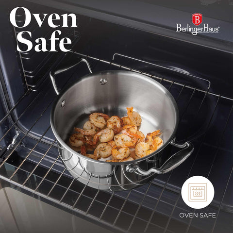 Product image of Casserole with lid 20cm. Part of the Copper Touch Collection . Features: • Material: stainless steel, aluminium, copper • Size: 20*9,5 cm • Color: stainless steel with copper line. (Studio view). Official Berlinger Haus product, boosted by Promintra sl.