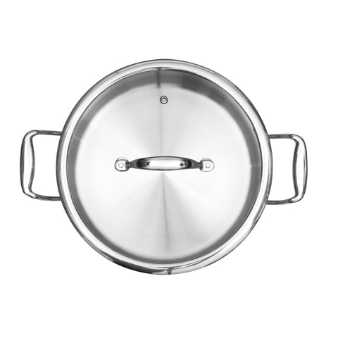 Product image of Casserole with lid 24cm. Part of the Copper Touch Collection . Features: • Material: stainless steel, aluminium, copper • Size: 24*10 cm • Color: stainless steel with copper line. (Studio view). Official Berlinger Haus product, boosted by Promintra sl.