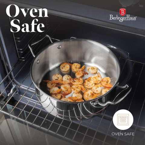Product image of Casserole with lid 24cm. Part of the Copper Touch Collection . Features: • Material: stainless steel, aluminium, copper • Size: 24*10 cm • Color: stainless steel with copper line. (Studio view). Official Berlinger Haus product, boosted by Promintra sl.