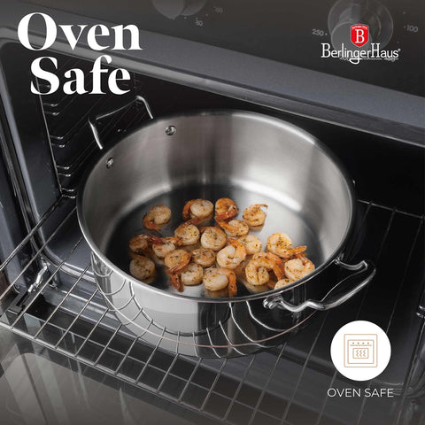 Product image of Casserole with lid 28cm. Part of the Copper Touch Collection . Features: • Material: stainless steel, aluminium, copper • Size: 28*11,5 cm • Color: stainless steel with copper line. (Studio view). Official Berlinger Haus product, boosted by Promintra sl.
