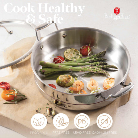 BH/8817, Olla baja con tapa de 28 cm, Acero inoxidable, Cobre, Olla baja de 28 cm, Olla baja, Olla baja con tapa, Olla, Utensilios de cocina, Cocina, Ollas y cazuelas