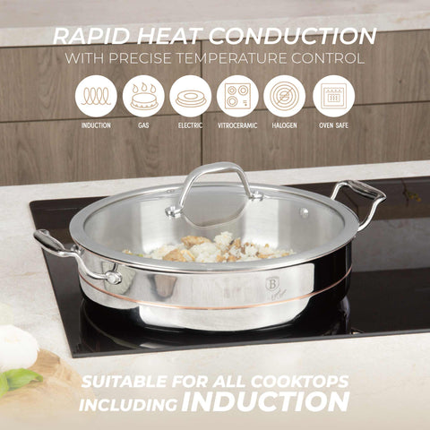 BH/8817, Olla baja con tapa de 28 cm, Acero inoxidable, Cobre, Olla baja de 28 cm, Olla baja, Olla baja con tapa, Olla, Utensilios de cocina, Cocina, Ollas y cazuelas