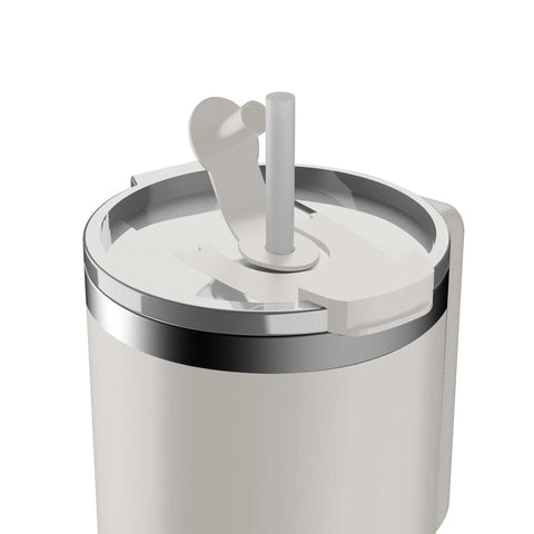Product image of Thermo mug 1L. Part of the Sahara Collection . Features: • Material: 18/10 stainless steel, cap: plastic, with matt powder coating • Capacity: 1 L • Accessories: • 30 cm straw • Color: matt cream • Packin.... (Studio view). Official Berlinger Haus product, boosted by Promintra sl.