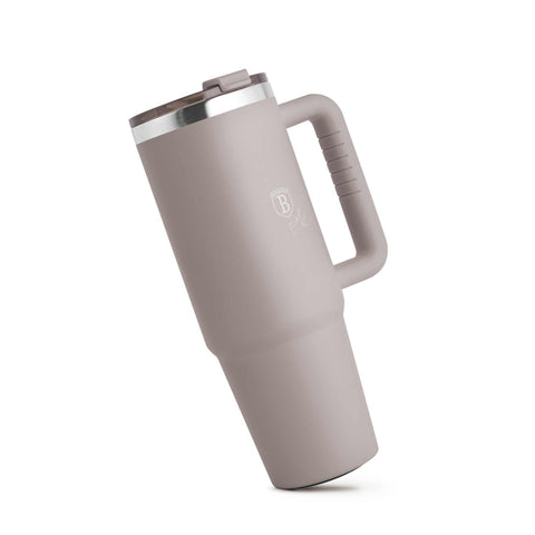 Product image of Thermo mug 1L. Part of the Taupe Collection . Features: • Material: 18/10 stainless steel, cap: plastic, with matt powder coating • Capacity: 1 L • Accessories: • 30 cm straw • Color: matt taupe • Packin.... (Studio view). Official Berlinger Haus product, boosted by Promintra sl.