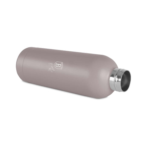 Product image of Vacuum flask with bamboo lid 0,5L. Part of the Taupe Collection . Features: • Material: 18/10 stainless steel with matt powder coating • Bamboo lid • Capacity: 0,5 L • Color: matt taupe • Packing: giftbox. (Studio view). Official Berlinger Haus product, boosted by Promintra sl.