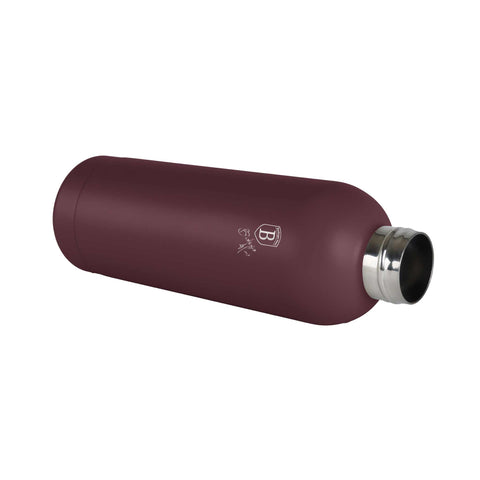 Product image of Vacuum flask with bamboo lid 0,5L. Part of the Leonardo Collection . Features: • Material: 18/10 stainless steel with matt powder coating • Bamboo lid • Capacity: 0,5 L • Color: matt bordeaux • Packing: giftbox. (Studio view). Official Berlinger Haus product, boosted by Promintra sl.