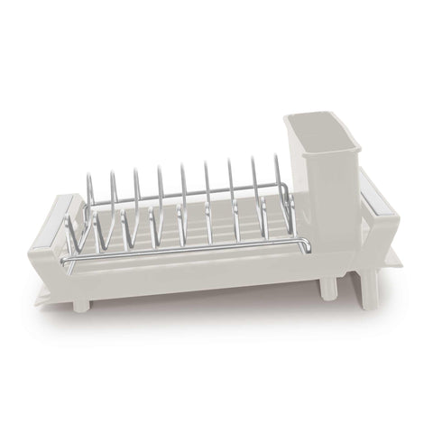 Product image of Adjustable dish rack. Part of the Sahara Collection . Features: • Material: stainless steel, plastic, iron • Size: 27,9-46,5*20*11,6 cm • Adjustable tray • Color: cream. (Studio view). Official Berlinger Haus product, boosted by Promintra sl.