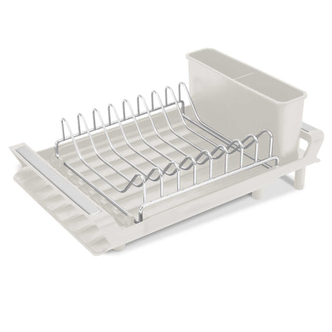 Product image of Adjustable dish rack. Part of the Sahara Collection . Features: • Material: stainless steel, plastic, iron • Size: 27,9-46,5*20*11,6 cm • Adjustable tray • Color: cream. (Studio view). Official Berlinger Haus product, boosted by Promintra sl.