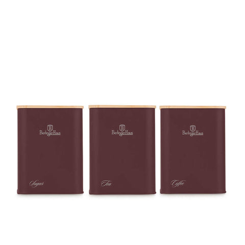  BH/8900, Panera con juego de 3 recipientes, Burdeos mate, panera con juego de recipientes, juego de recipientes, recipientes de cocina, contenedores de almacenamiento, panera, panera, almacenamiento de alimentos