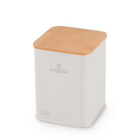 Product image of Bread box with 3pcs canister set. Part of the Sahara Collection . Features: • Material: carbon steel with matt powder coating, bamboo • Include: • Bread box 33*18*12 cm • Sugar canister Ø10*13 cm • Tea canister Ø10*13 cm • .... (Studio view). Official Berlinger Haus product, boosted by Promintra sl.