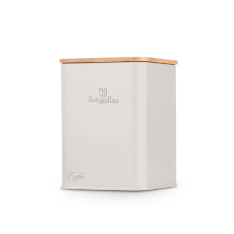 Product image of Bread box with 3pcs canister set. Part of the Sahara Collection . Features: • Material: carbon steel with matt powder coating, bamboo • Include: • Bread box 33*18*12 cm • Sugar canister Ø10*13 cm • Tea canister Ø10*13 cm • .... (Studio view). Official Berlinger Haus product, boosted by Promintra sl.