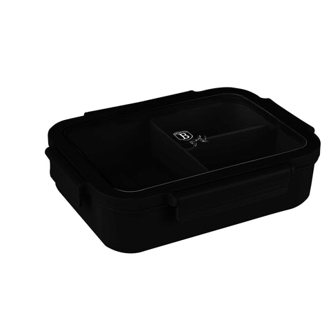 Product image of Lunch box. Part of the Black Vantage Collection/Matte Black Collection/Black Silver Collection . Features: • Material: plastic, silicone • Capacity: • 24*18 cm, 1320 ml • Color: matt black. (Studio view). Official Berlinger Haus product, boosted by Promintra sl.