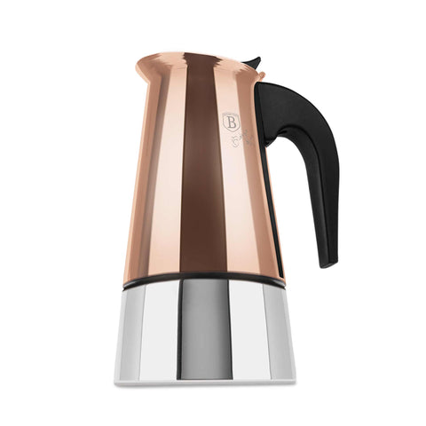  BH/8908, Cafetera de 6 tazas APTA PARA INDUCCIÓN, Oro rosa, Cafetera, Cafetera de acero inoxidable, Cafetera moka, Moka Express, Electrodomésticos de cocina