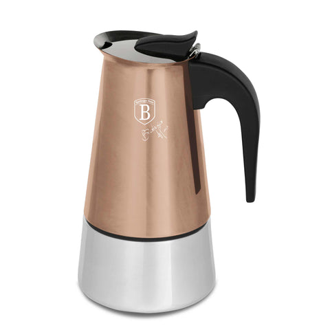 BH/8908, Cafetera de 6 tazas APTA PARA INDUCCIÓN, Oro rosa, Cafetera, Cafetera de acero inoxidable, Cafetera moka, Moka Express, Electrodomésticos de cocina