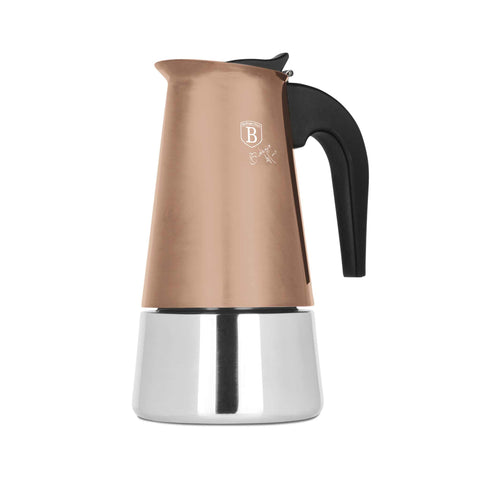  BH/8909, Cafetera de 9 tazas APTA PARA INDUCCIÓN, Oro rosa, Cafetera, Cafetera de acero inoxidable, Cafetera moka, Moka Express, Electrodomésticos de cocina