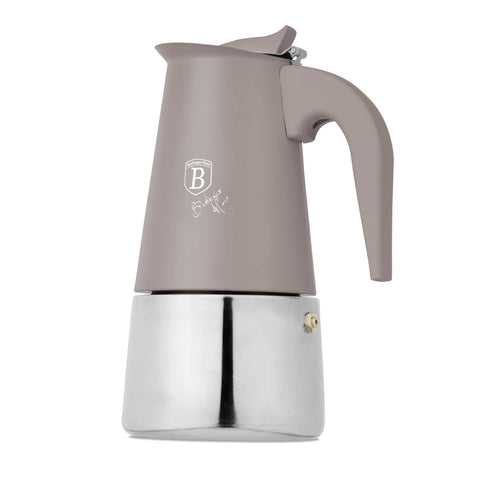 BH/8910, Cafetera de 6 tazas APTA PARA INDUCCIÓN, Color topo mate, Cafetera, Cafetera de acero inoxidable, Cafetera moka, Moka Express, Electrodomésticos de cocina