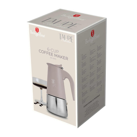 BH/8910, Cafetera de 6 tazas APTA PARA INDUCCIÓN, Color topo mate, Cafetera, Cafetera de acero inoxidable, Cafetera moka, Moka Express, Electrodomésticos de cocina
