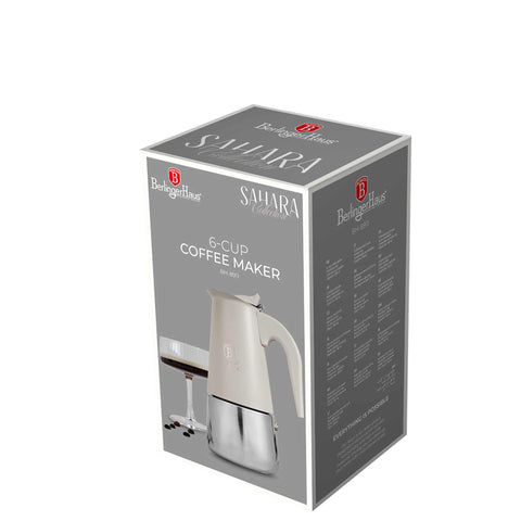  BH/8911, Cafetera de 6 tazas APTA PARA INDUCCIÓN, Crema Mate, cafetera, cafetera de acero inoxidable, cafetera moka, moka express, Electrodomésticos de cocina