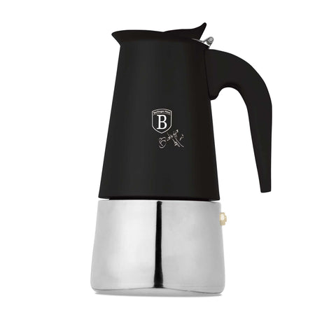  BH/8912, Cafetera de 6 tazas APTA PARA INDUCCIÓN, Negro Mate, Cafetera, Cafetera de acero inoxidable, Cafetera moka, Moka Express, Electrodomésticos de cocina