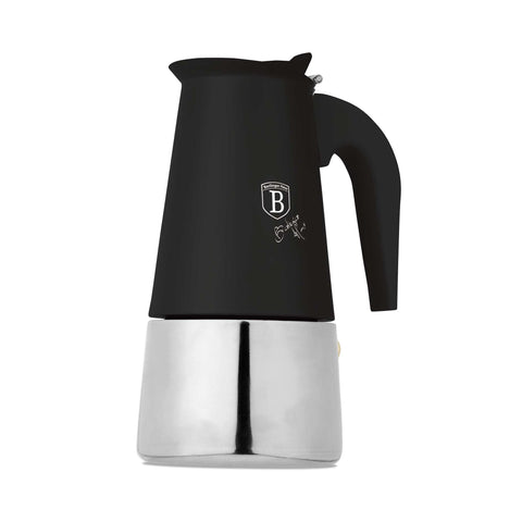  BH/8912, Cafetera de 6 tazas APTA PARA INDUCCIÓN, Negro Mate, Cafetera, Cafetera de acero inoxidable, Cafetera moka, Moka Express, Electrodomésticos de cocina