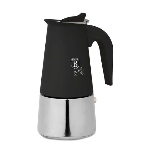  BH/8912, Cafetera de 6 tazas APTA PARA INDUCCIÓN, Negro Mate, Cafetera, Cafetera de acero inoxidable, Cafetera moka, Moka Express, Electrodomésticos de cocina