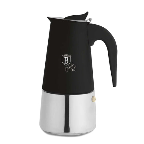  BH/8912, Cafetera de 6 tazas APTA PARA INDUCCIÓN, Negro Mate, Cafetera, Cafetera de acero inoxidable, Cafetera moka, Moka Express, Electrodomésticos de cocina
